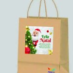Adesivo para Sacola Kraft Boas Festas10x10cm