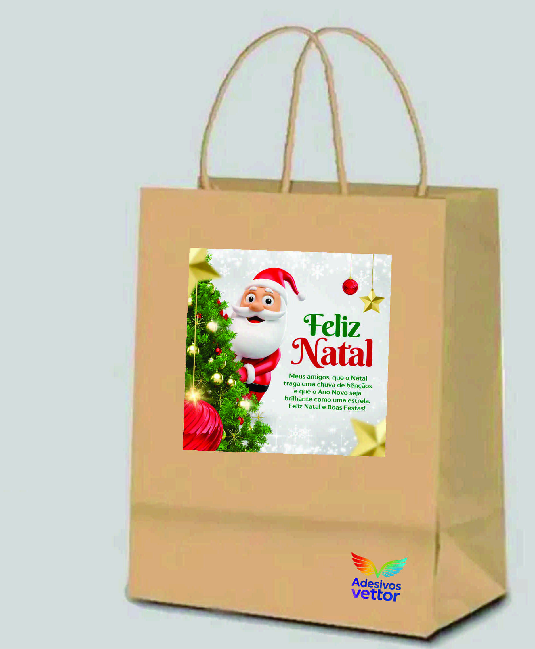 010 Adesivo para Sacola Kraft Boas Festas10x10cm - Imagem 1
